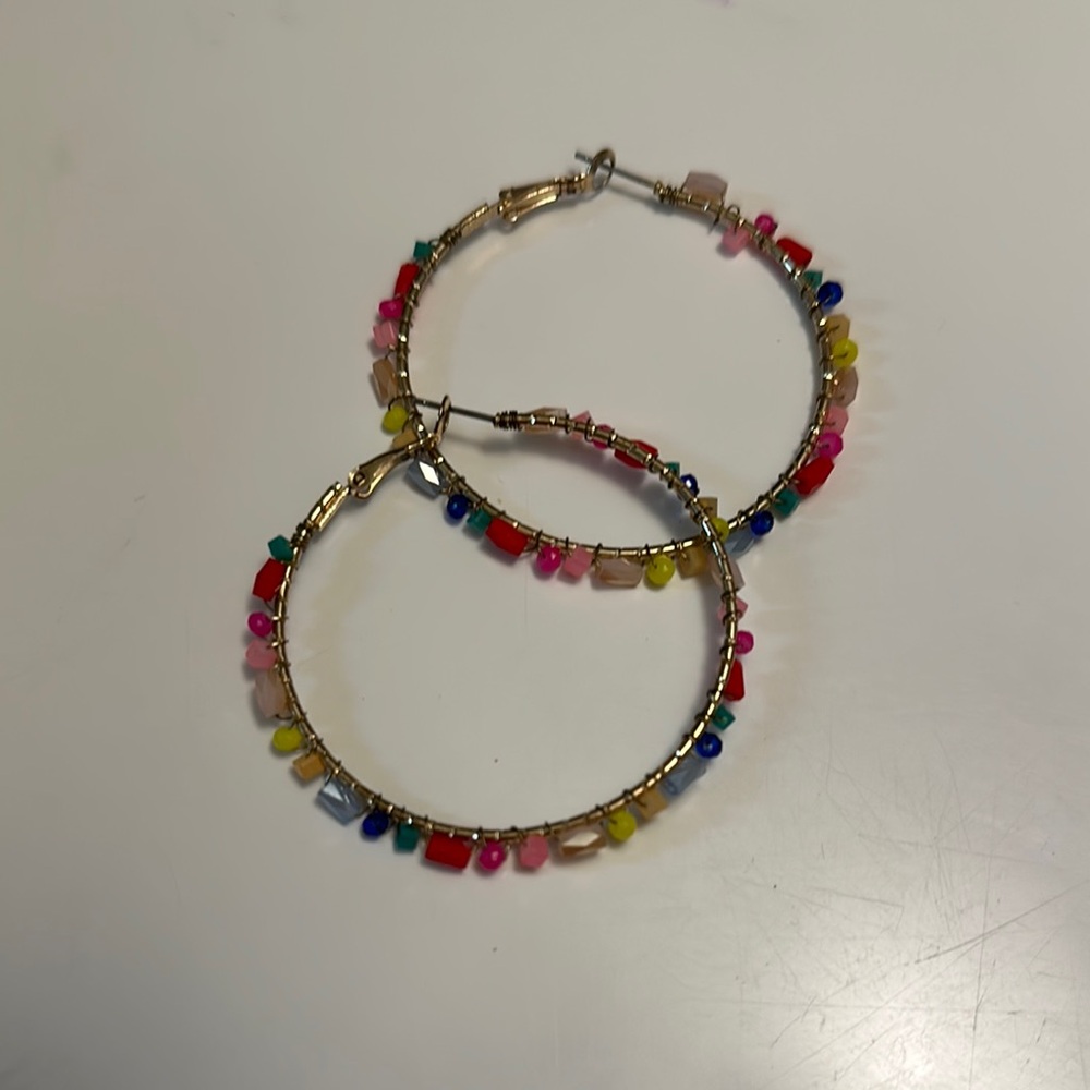 Francesca's Collections Red and Pink Hoop Earrings